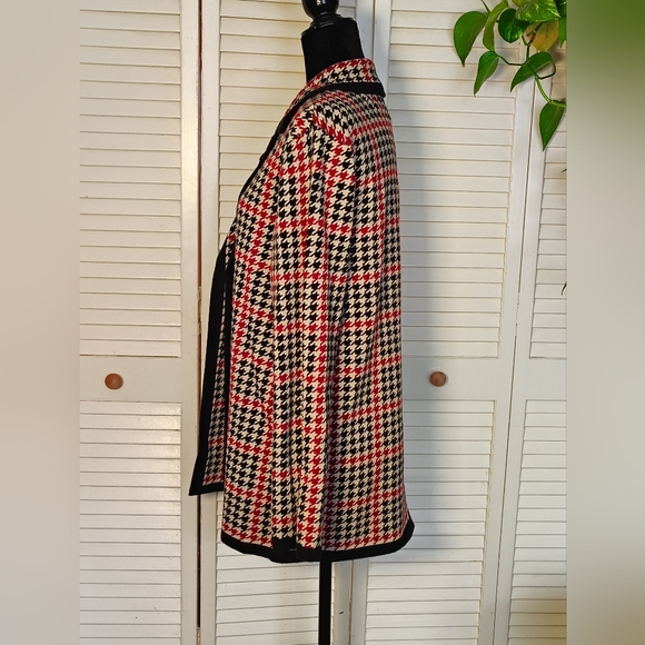 Anne Klein Houndstooth Blazer in Black, Red, and White - Picture 5 of 11